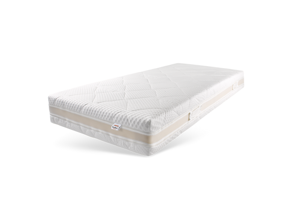 Tencel pocketveringmatras met gestikte hoes, schuin van boven