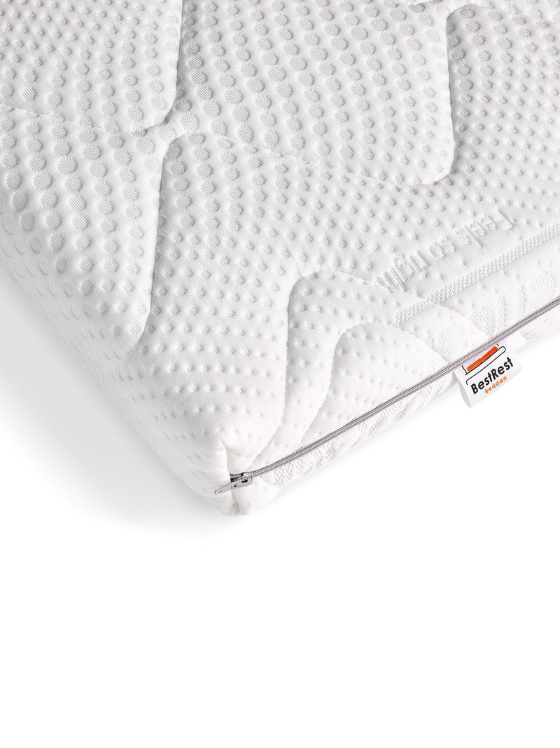 Hoek van een Tencel hoes met rits en BestRest-label