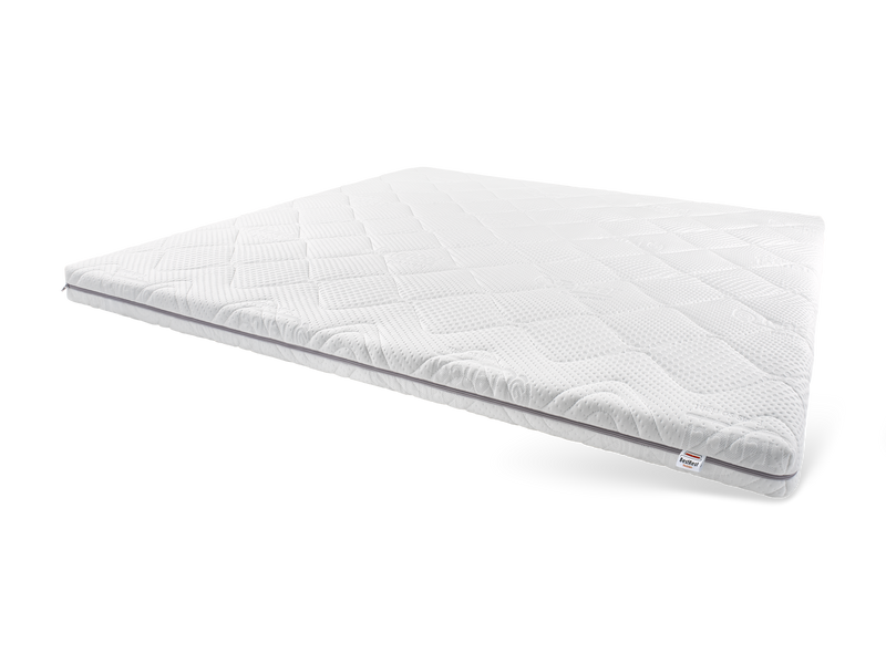 Tencel topdekmatras met ruitvormig stikpatroon, schuin van boven