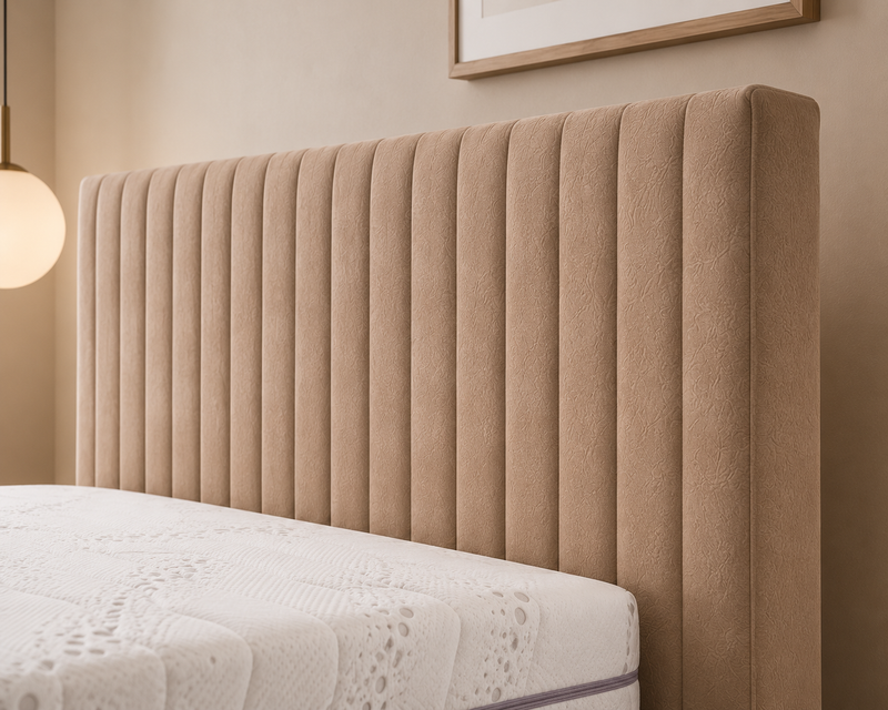 Hoofdbord van de boxspring Élégance met verticale naden, van dichtbij