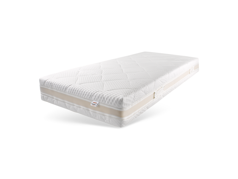 Tencel pocketveringmatras met gestikte hoes, schuin van boven