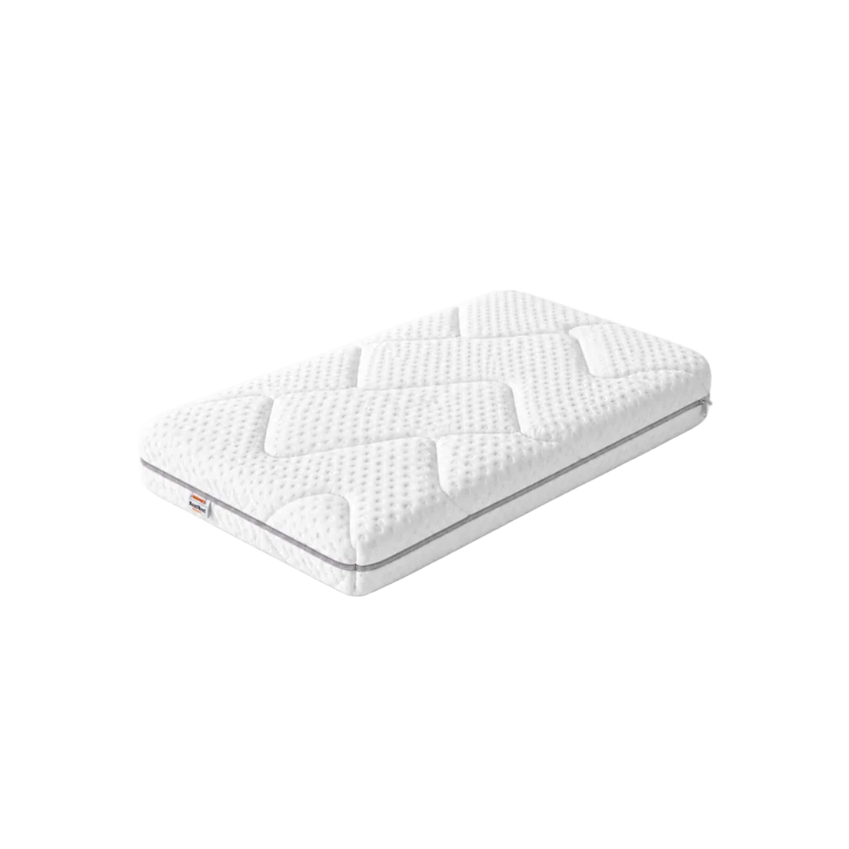 Babymatras Tencel van 12 cm met gestikte hoes, schuin van boven