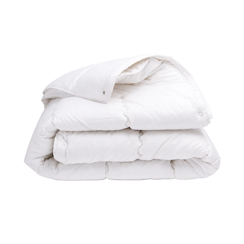 Wollen 4-seizoenen dekbed Texel Comfort met perkal katoenen tijk, gevouwen